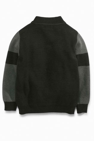 Black/Grey Knitted Bomber (3-16yrs)